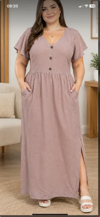 Vestido Largo de Lino Liso  Especial