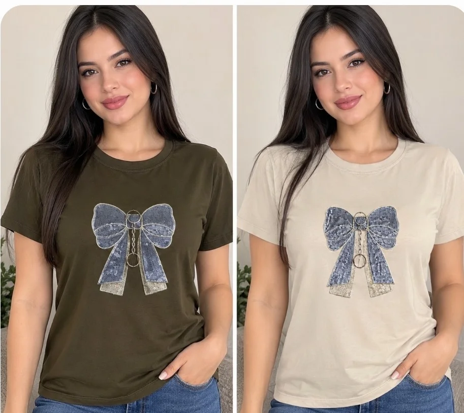 Remeras con Aplique Algodon y Lycra - Imagen 1