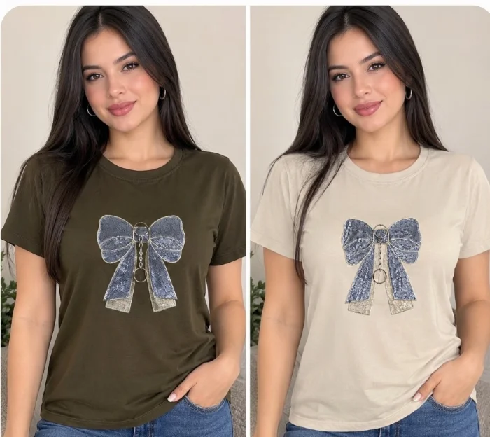 Remeras con Aplique Algodon y Lycra