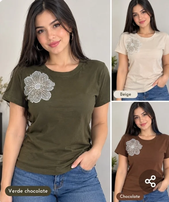 Remeras con Aplique Algodon
