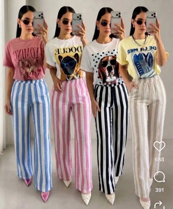 Conjuntos Perrunos con Pantalon Rayado del Talle 1 al 5