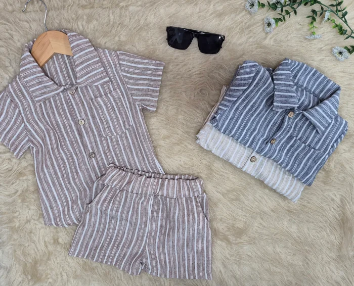 Conjunto Mateo con Bolsillo Lino Polina Rallado