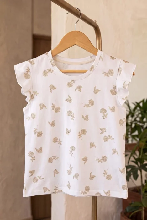 Remera Nena Algodón  Brillo Dorado 6a16