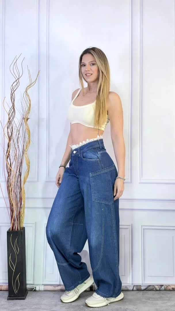 Jeans Baggy con Puntilla - Imagen 3