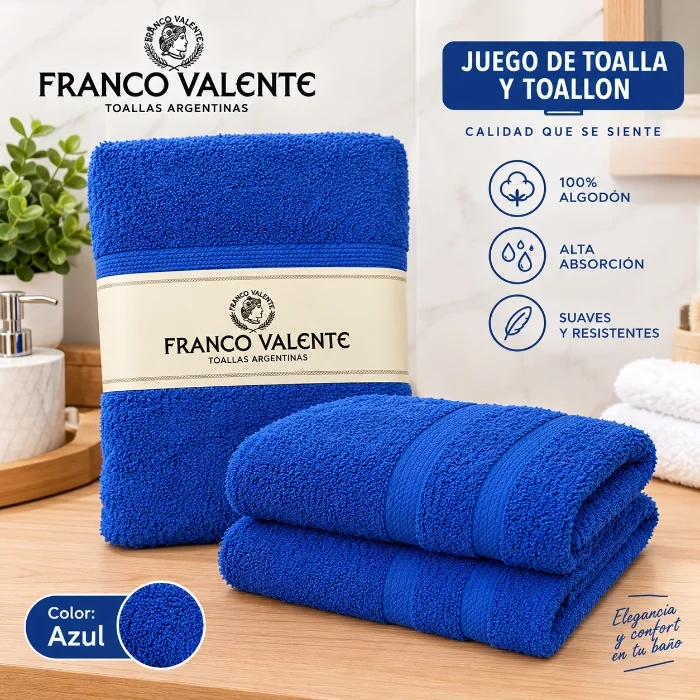 Juego Toalla y Toallón Franco Valente 500grs