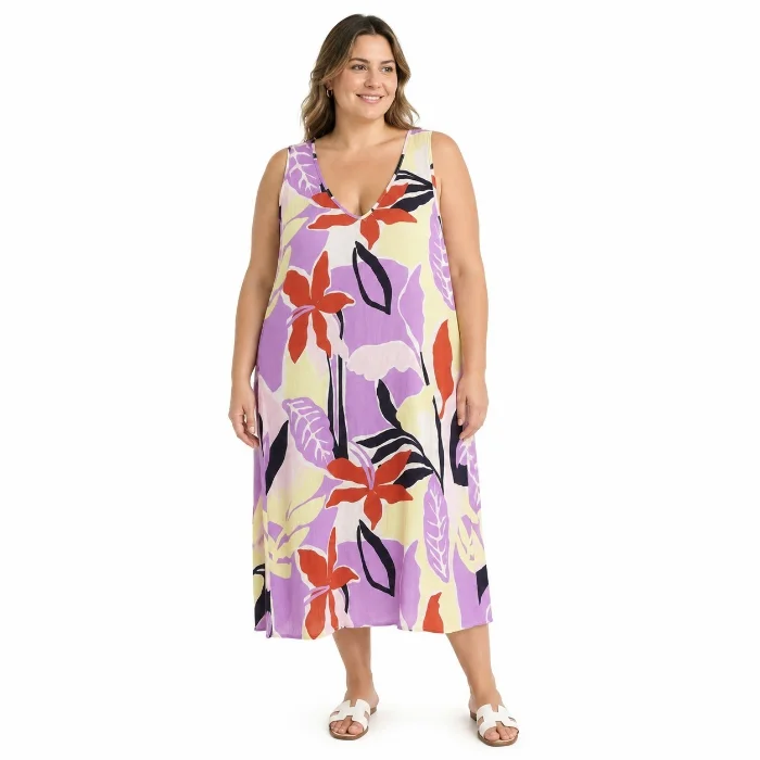 Vestido de Lino Span Estampado V