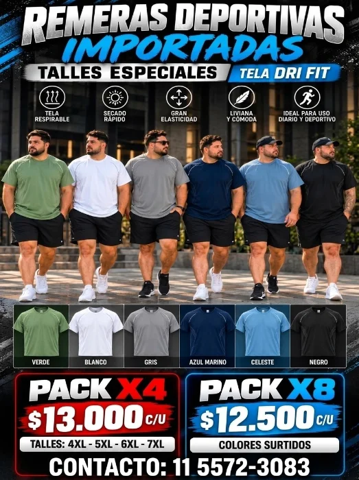 Remeras Deportivas Importadas

talles Especiales

tela Dri Fit