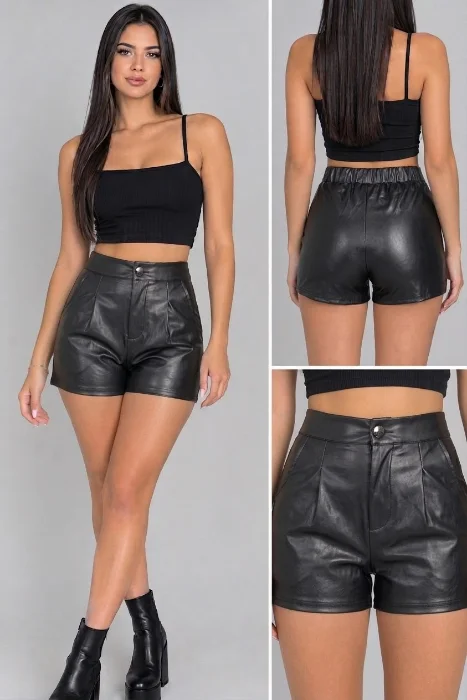 Short Engomado Bolsillos  Mujer