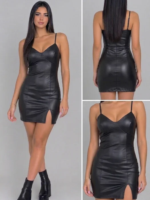 Vestido Engomado Corto Mujer Noche