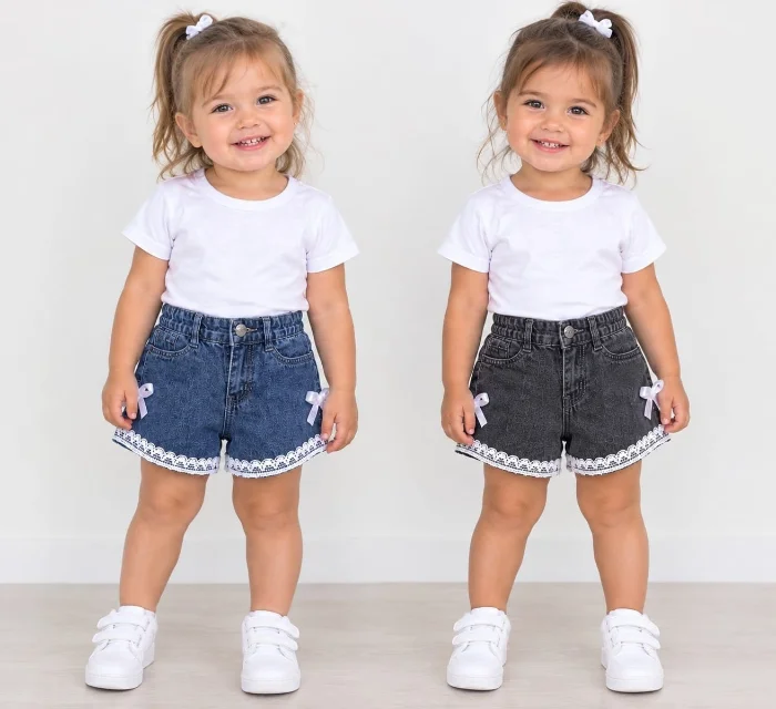 Short Jeans Broderi y Moño Beba