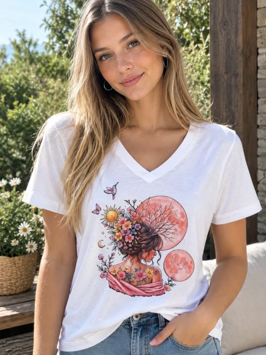 Remera en V Algodon 24.1 Peinado