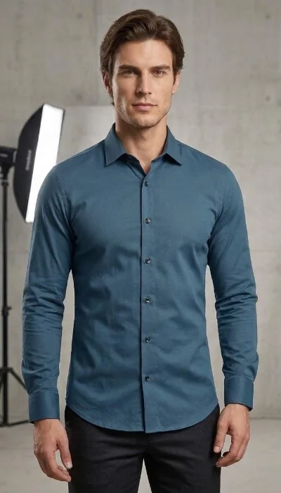 Camisa Lisa Elastizada Manga Larga