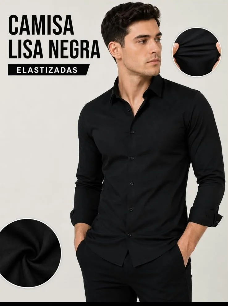 Camisa Lisa Elastizada Manga Larga - Imagen 4