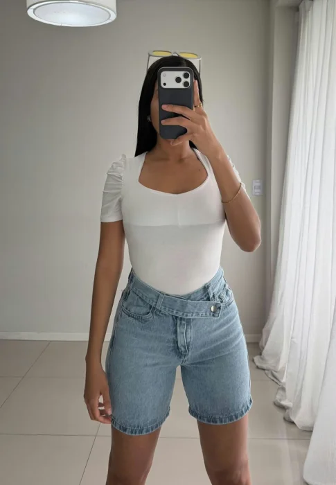 Body Cuello Espejo Puntilla Modal Viscosa Mujer Verano Dama Camisa Camiseta Remera