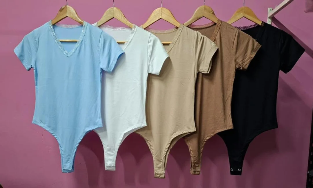 Body Cuello V Puntilla Modal Viscosa Mujer Verano Dama Camisa Camiseta Remera - Imagen 3