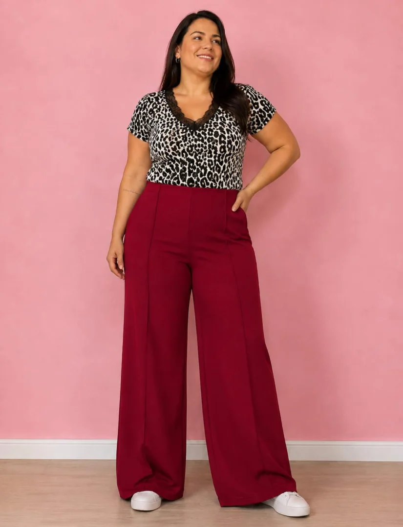 Palazzo Scuba Crep Talle Especial Mujer Verano Dama Pantalón Jogging Calza - Imagen 1