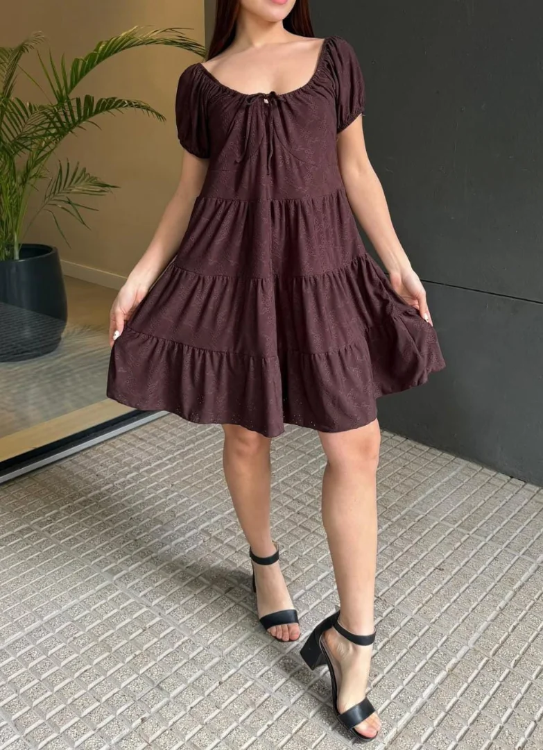 Vestido Brodery Mujer Verano Pollera Músculosa Remera Remeron Top Camisa Camiseta - Imagen 1