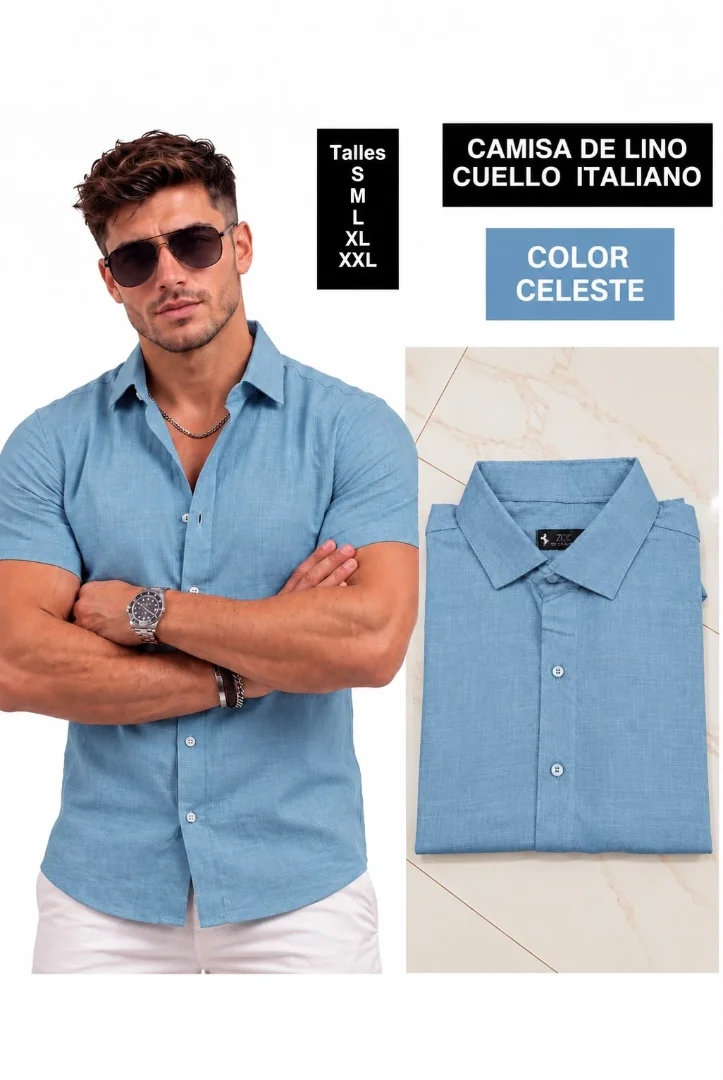 Camisa de Lino Cuello Italiano - Imagen 7