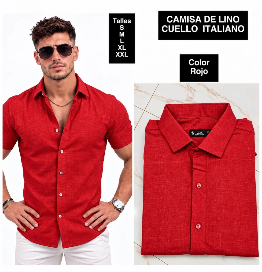 Camisa de Lino Cuello Italiano - Imagen 8