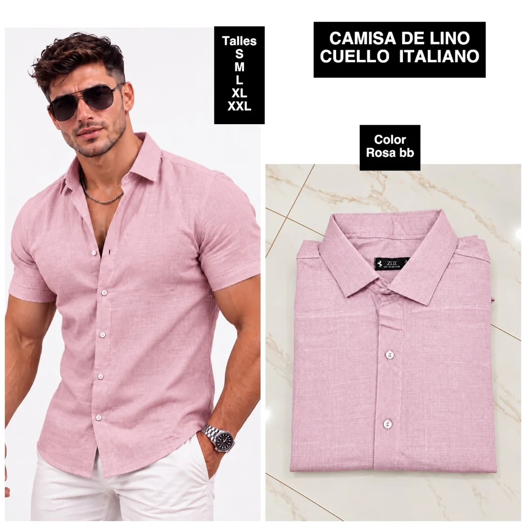 Camisa de Lino Cuello Italiano - Imagen 2
