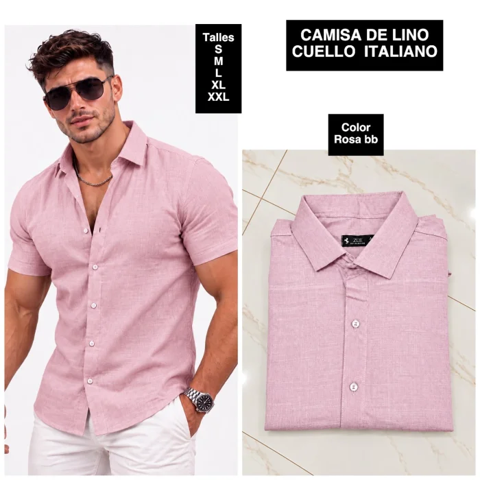 Camisa de Lino Cuello Italiano