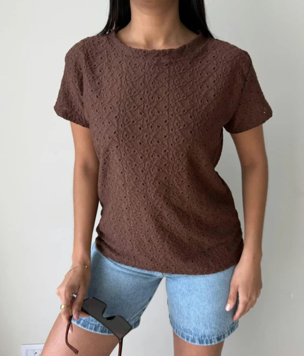 Remera Hawai Broderi Talle Especial Mujer Verano Dama Camisa Camiseta Remeron Top