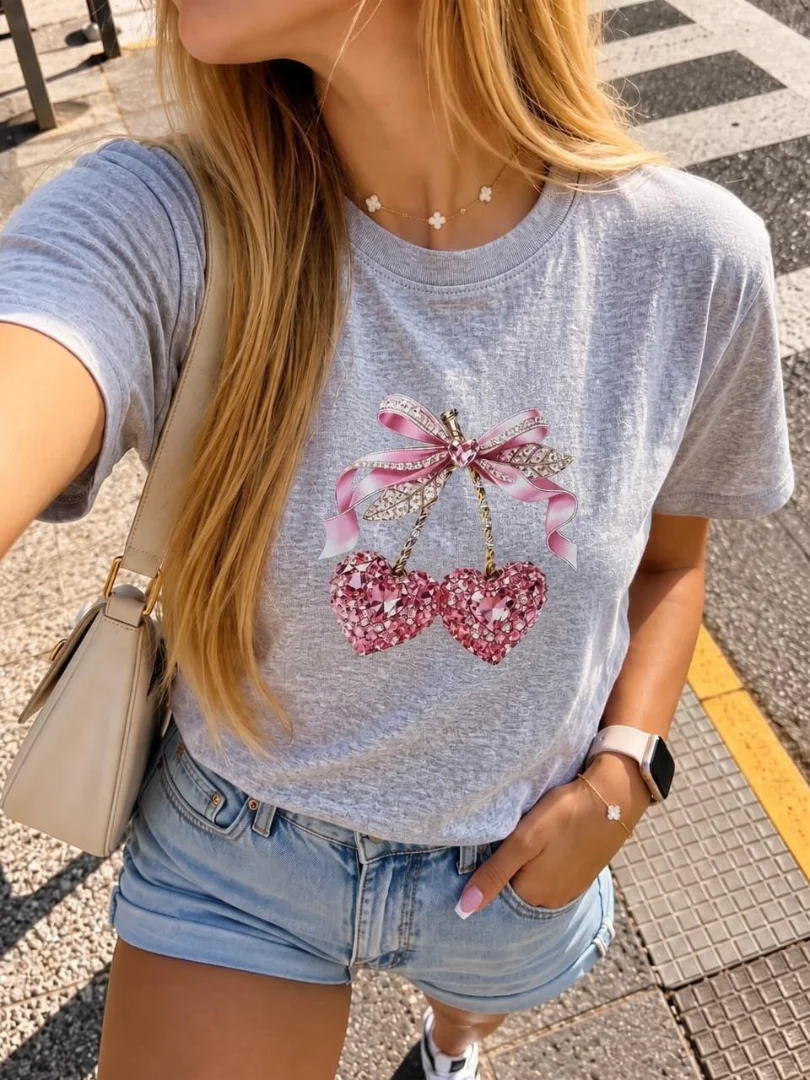 Remera Estampado Cherry Diamond Algodón - Imagen 1