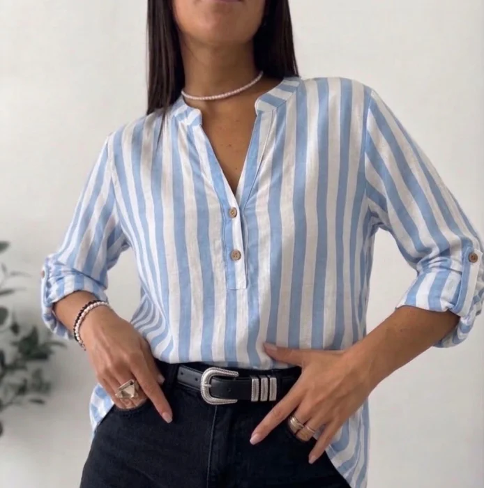 Camisa Cuello Maho Blusa Lino