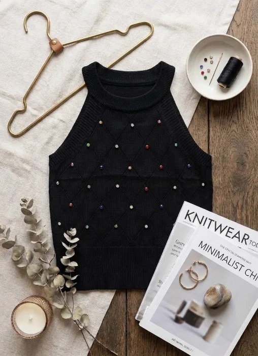 Musculosa Importada de Hilo con Stras