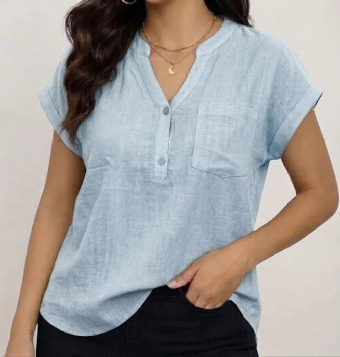 Camisa Blusa Lino Cuello Maho