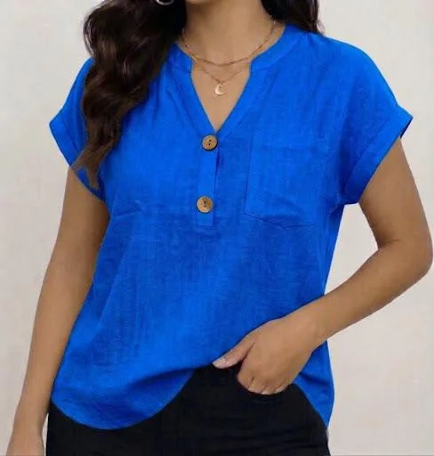 Camisa Blusa Lino Cuello Maho - Imagen 6