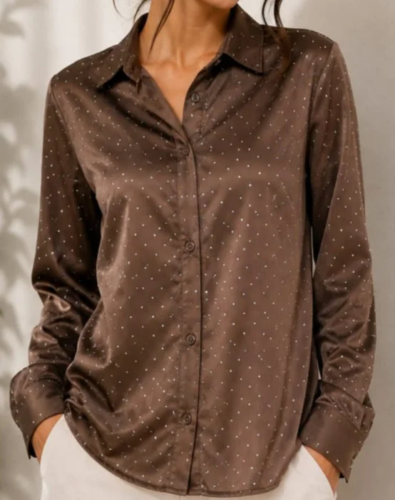 Camisa de Satén con Brillo