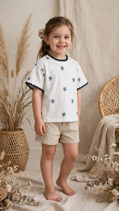 Remera de Algodón con Tejido Importado - Nena