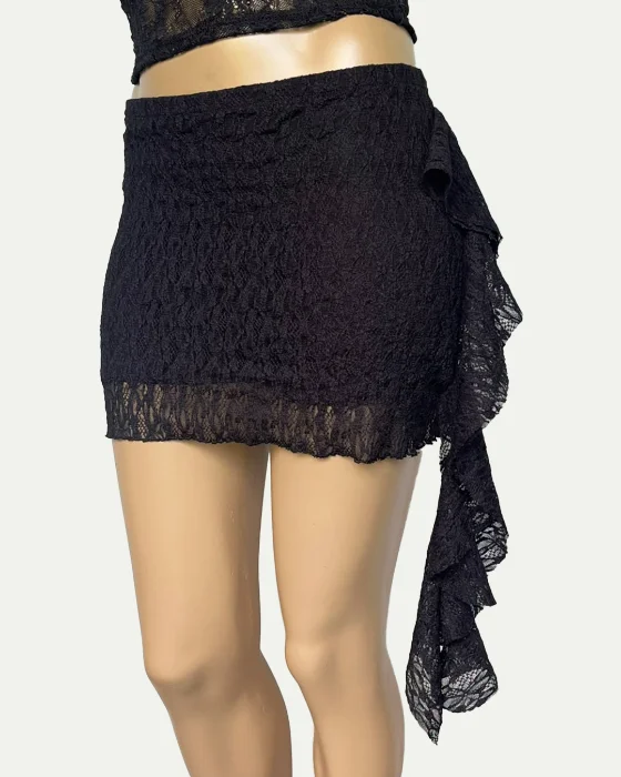 Pollera Pantalón Encaje con Volado Lateral