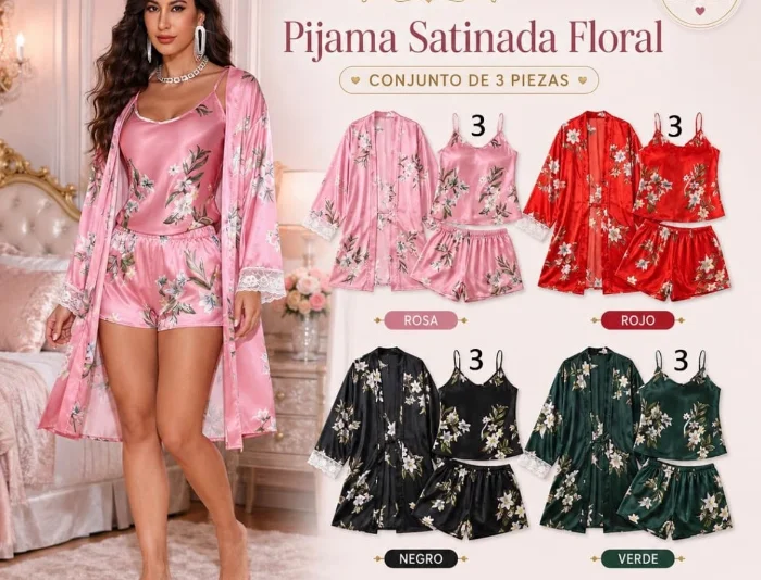 Pijama 3 Piezas Saten