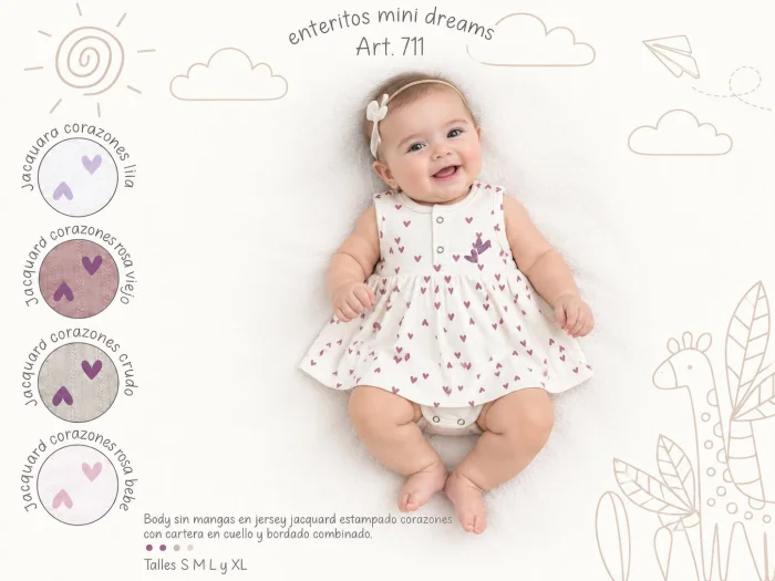 Body Vestido Algodon Cuello Mao Mini Dreams T.(s-m-l-xl) Art.711