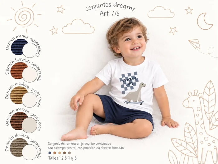 Conjunto Manga Corta Algodon (remera y Short) Dreams Art.776