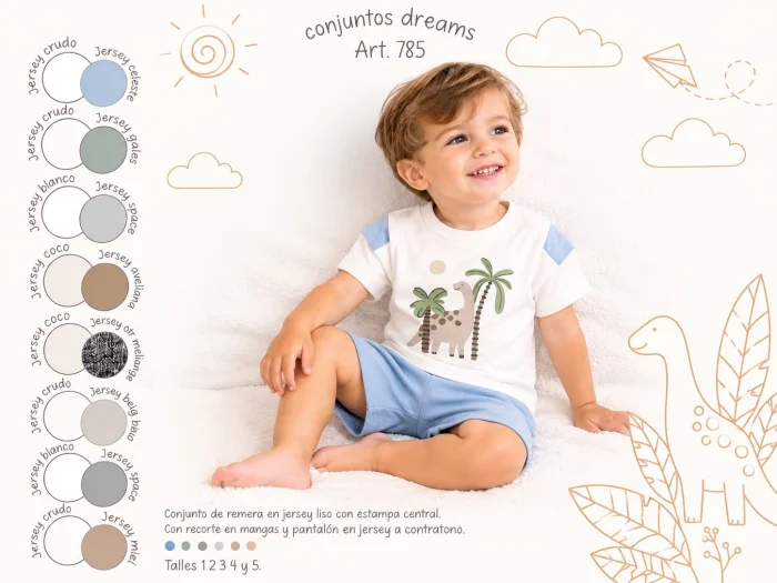 Conjunto Manga Corta Algodon (remera y Short) Dreams Art.785