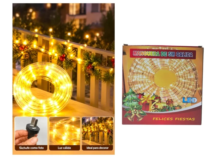 Manguera Luz Calida Led 5 Mts a 220 (pol-12)