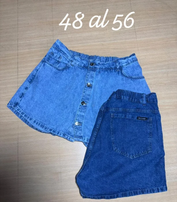 Shorts Pollera Rígido Botones C/elástico 48 al 56