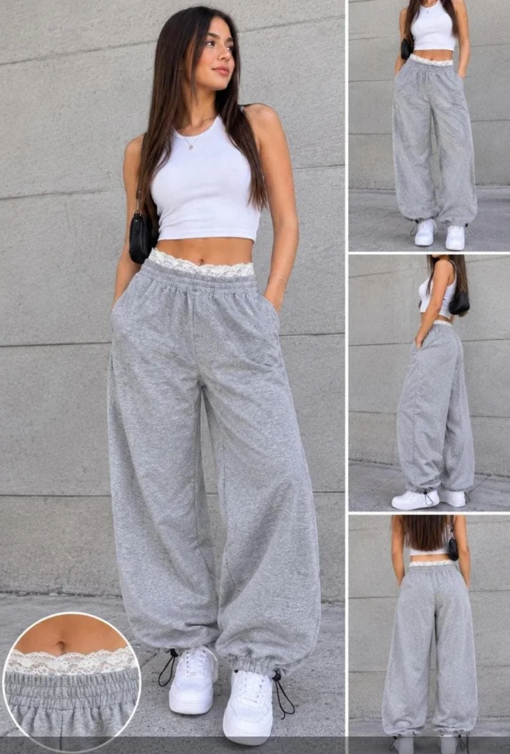 Pantalones Baggy con Regulador y Encaje - Imagen 1