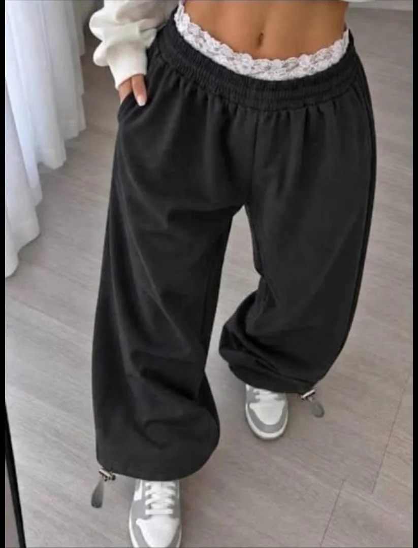 Pantalones Baggy con Regulador y Encaje - Imagen 3