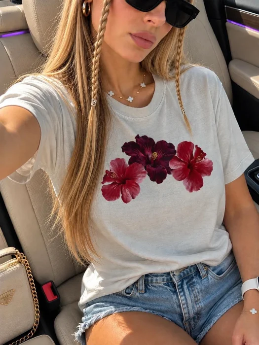 Remera Flor Carmin Algodón Premium