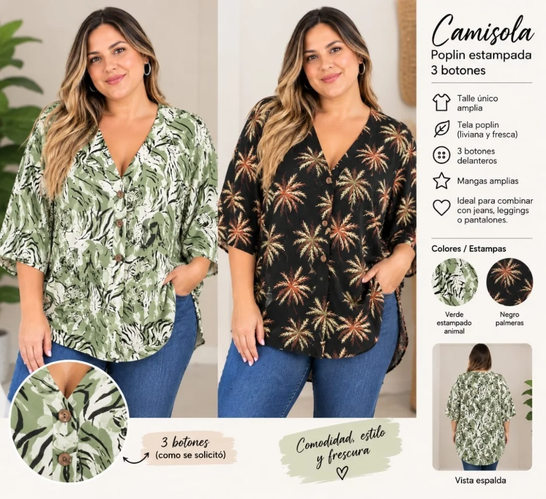 Camisola Fibrana Poplin Estampada - Imagen 1