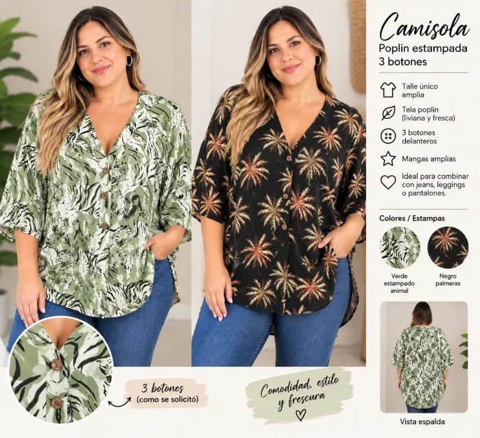 Camisola Fibrana Poplin Estampada