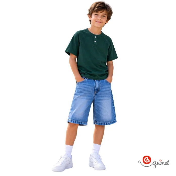 4324	bermuda Niño Teen Unisex Baggy con Bigotes Sombreados