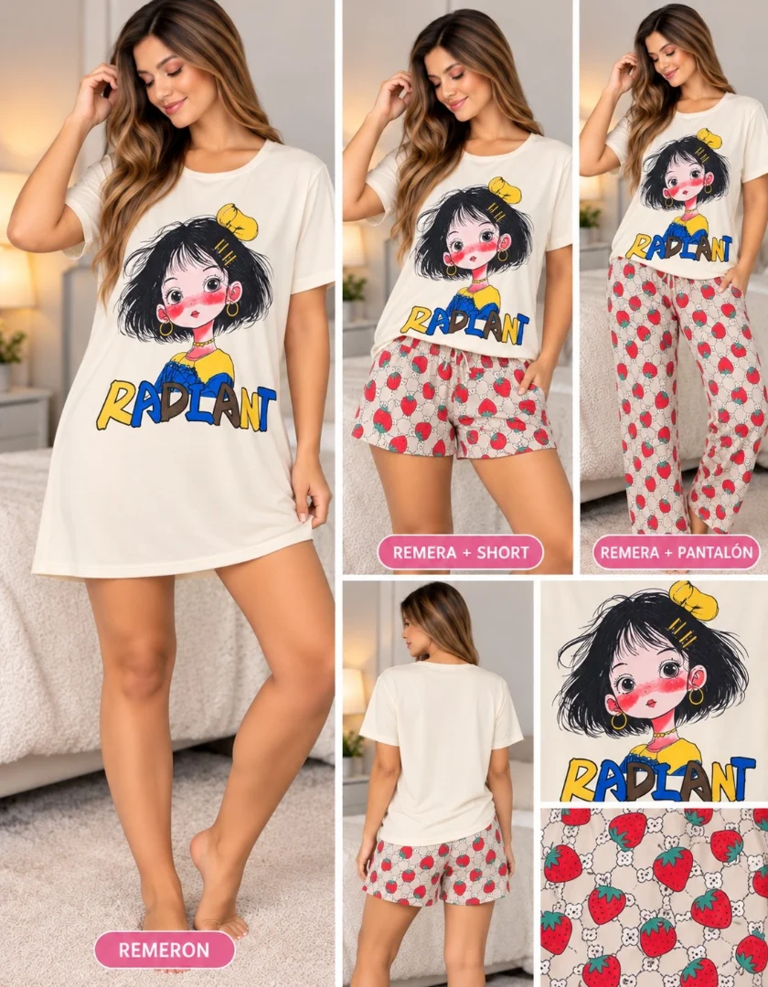 Pijama 4 Piezas Import - Imagen 6