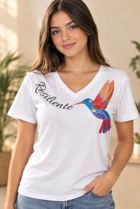 Remera en V Algodon Peinado 24.1