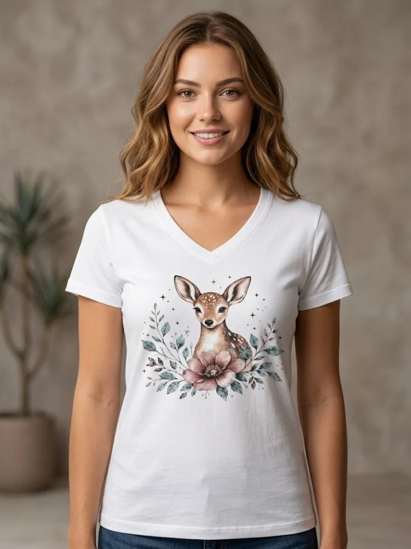 Remera Algodon Peinado Cuello V - Imagen 2
