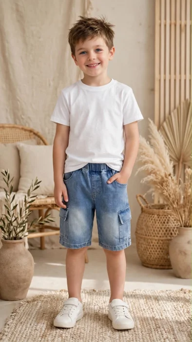Bermuda Cargo de Jeans Importado Nene